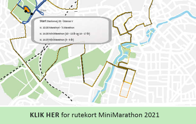 Rutekort over MiniMarathon til HCA Marathon 2020